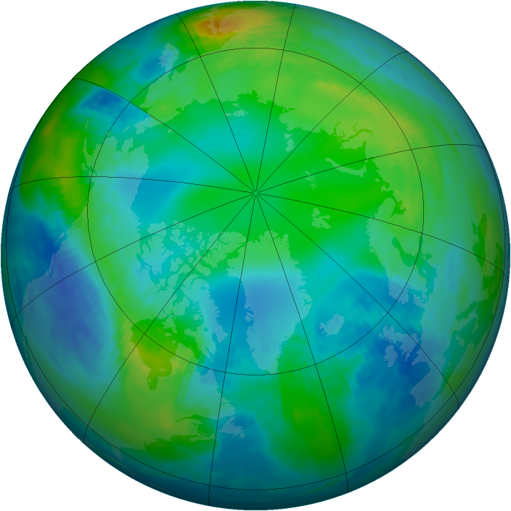 Arctic ozone map for 11 November 1990